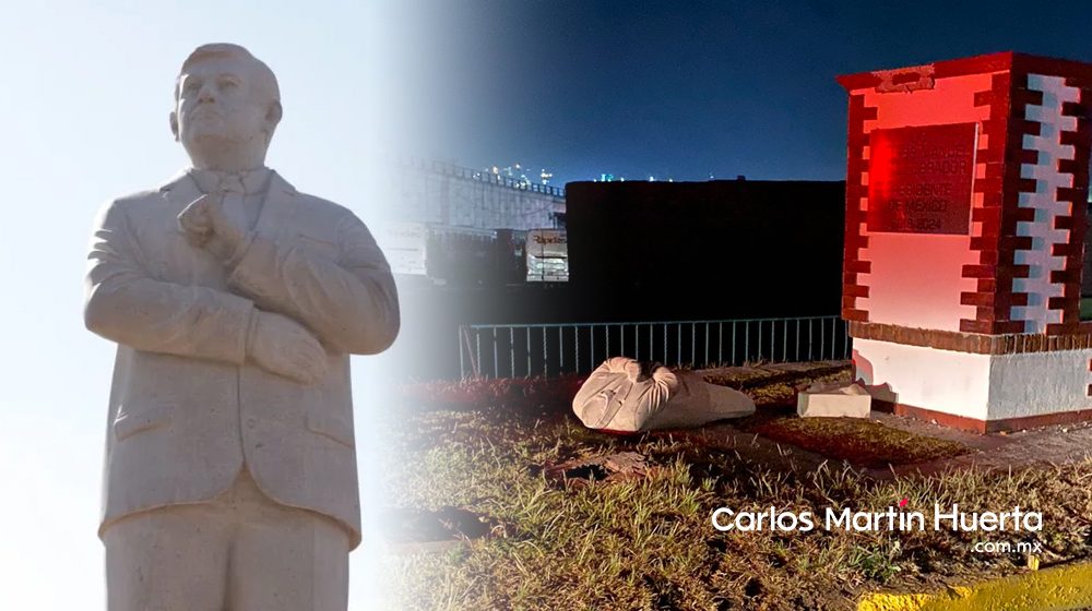 Vandalizan estatua de López Obrador