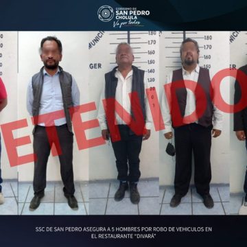 Detienen a cinco empleados del estacionamiento tras robo de 5 vehículos en San Pedro Cholula