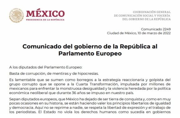 Presidencia califica a eurodiputados como “borregos”