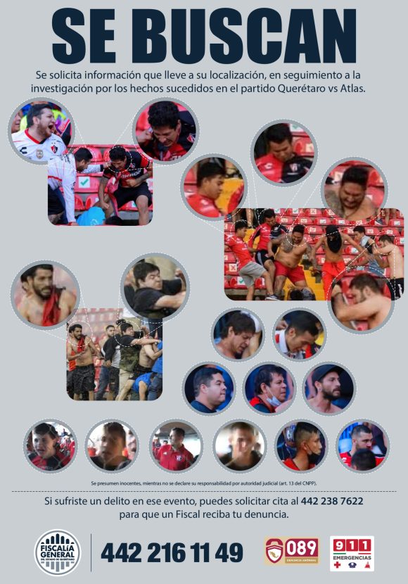 Identifican a 19 barristas del Atlas implicados en riña en el Corregidora