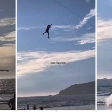 (VIDEO) Cae hombre de parapente en playas de Mazatlán