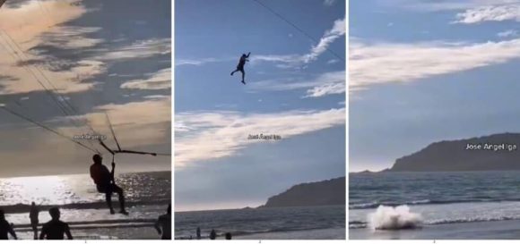 (VIDEO) Cae hombre de parapente en playas de Mazatlán