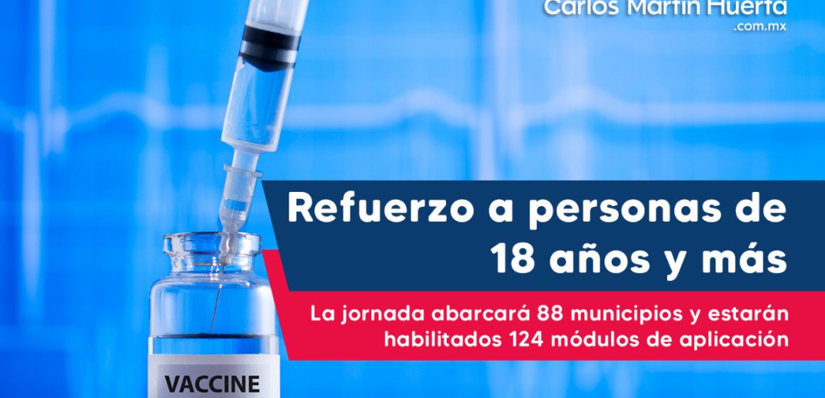 Vacuna de refuerzo llega a 88 municipios de Puebla