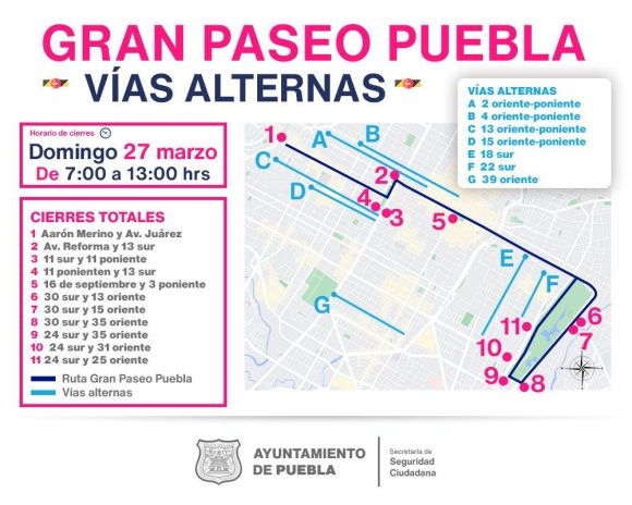 Este domingo regresa el Gran Paseo de Puebla; conoce la ruta