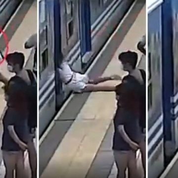 (VIDEO) Mujer sobrevive tras desmayarse y caer debajo de un tren