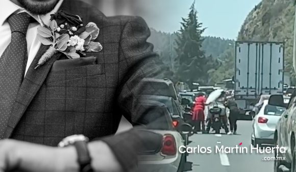 (VIDEO) Novia queda atrapada en el tráfico de la México-Toluca