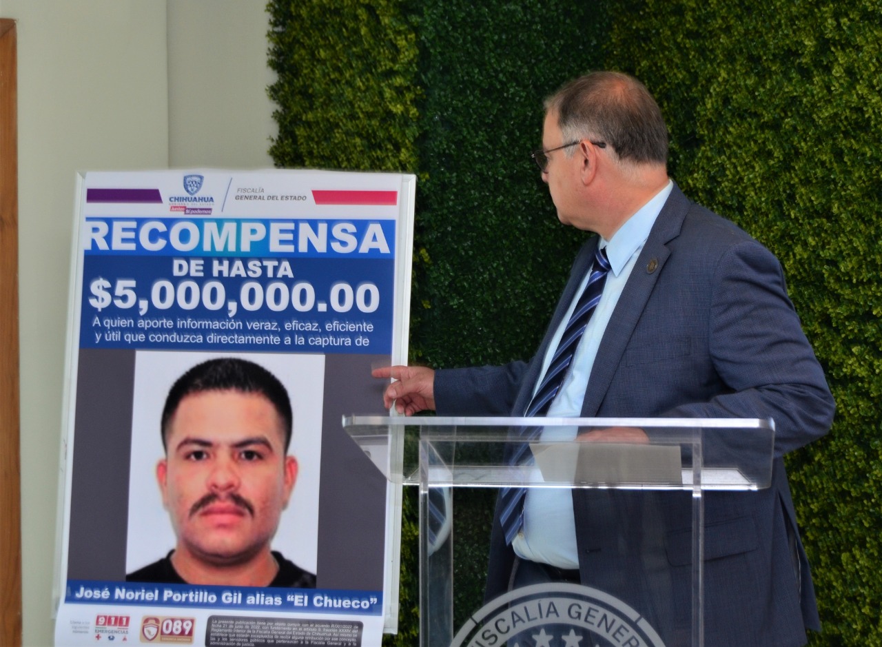 Fiscalía de Chihuahua ofrece recompensa de 5 mdp por información para detener a ‘El Chueco’