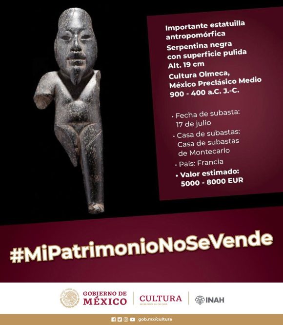 Retiran piezas arqueológicas mexicanas de subasta en Mónaco tras reclamo de Secretaría de Cultura