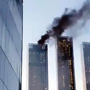 Incendio en torre de lujo en Moscú