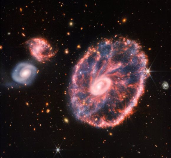 Caos de la Galaxia Rueda de Carro; nueva imagen del telescopio James Webb
