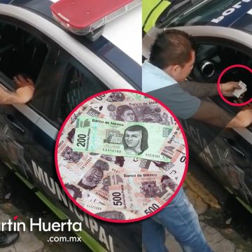 (VIDEO) Agente de tránsito recibe ‘mordida’ en Puebla; ya fue suspendido