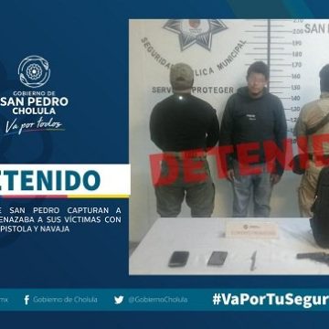 Cae ladrón en San Pedro Cholula que amenazaba con pistola y navaja