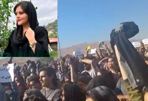 Mujeres protestan en Irán por la muerte de joven que fue asesinada por llevar mal puesto el velo