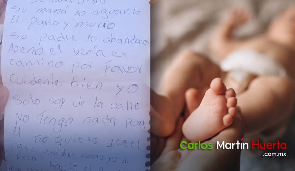 Bebé es abandonado en la calle con una carta.