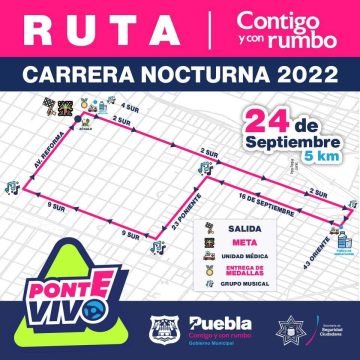 Tránsito Municipal de Puebla realizará cierres viales ante Carrera Nocturna