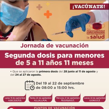 Jornada de vacunación para niños de 5 a 11 años en Texmelucan
