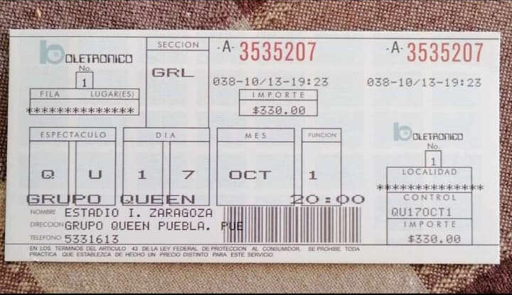 Boleto Queen Puebla 3