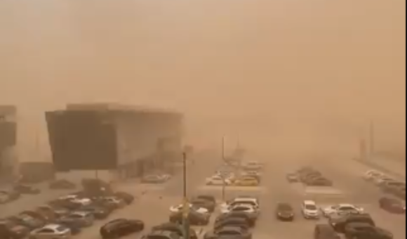 Impresionante tormenta de arena derriba muro de universidad y árboles en Mexicali