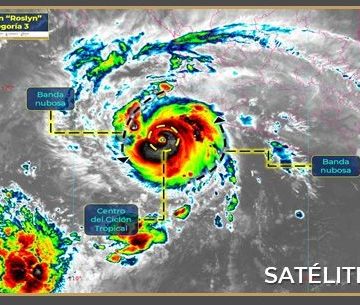 Roslyn es huracán categoría 3 frente a las costas de Jalisco y Colima