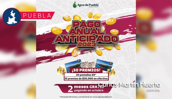 Pago anticipado Agua de Puebla Agua de Puebla arranca su Pago Anual Anticipado 2023