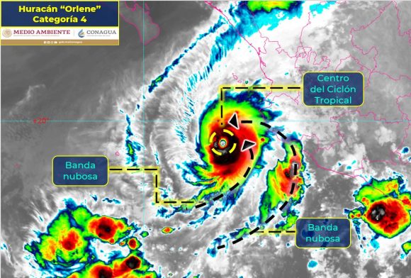 Huracán Orlene de categoría 4 se ubica frente a las costas de Jalisco
