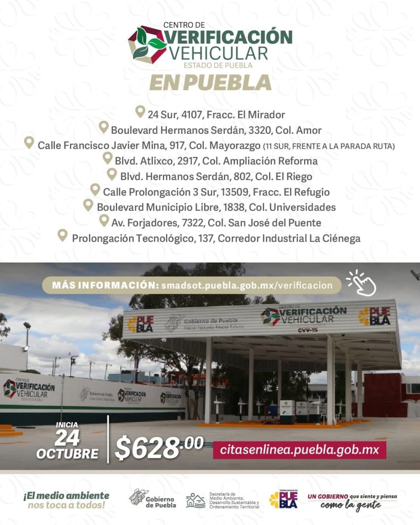 ubicacion centros verificacion Puebla