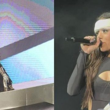 Sufre accidente Danna Paola durante concierto; termina con una venda en la cabeza