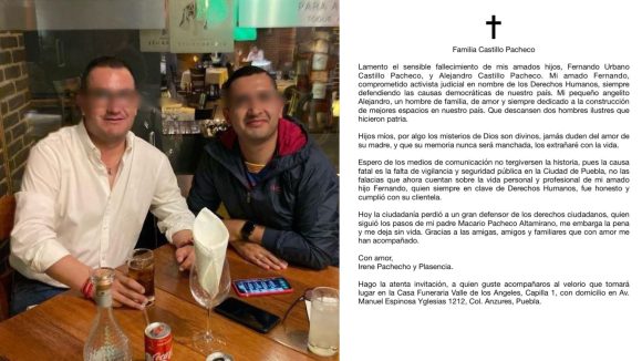 La muerte de Fernando y Alejandro Castillo Pacheco fue por falta de seguridad: Irene Pacheco, madre de las víctimas