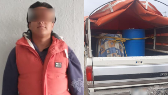 Detiene Policía Estatal a persona por presunta posesión ilegal de combustible