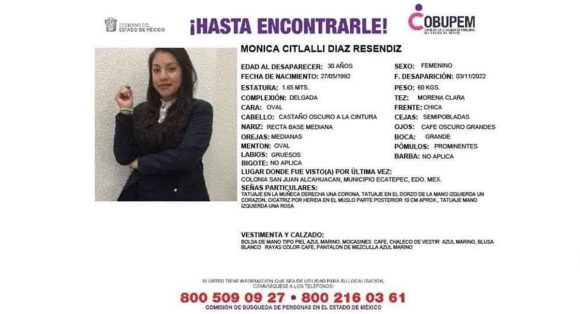 Confirman que cuerpo encontrado en la México-Cuernavaca es de Mónica Citlalli: