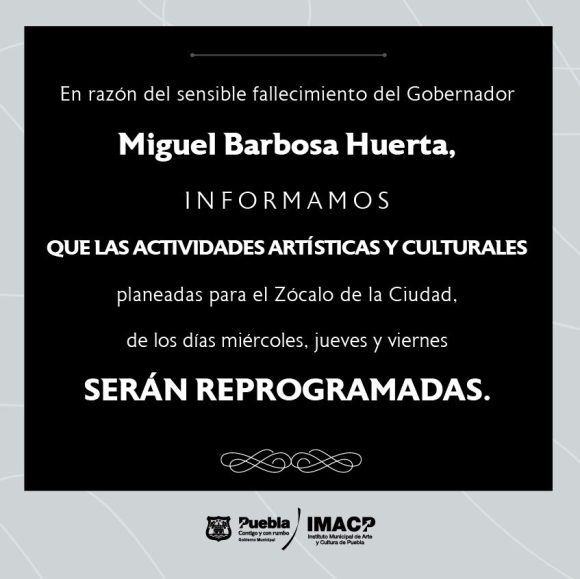Fj52jSQWIAAmSaC Ayuntamiento de Puebla suspende actividades artísticas y culturales por tres días