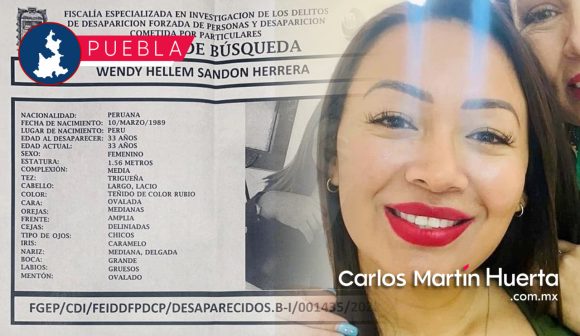 Wendy Hellem Sandon Herrera - Perú Buscan a Wendy Hellem, peruana desaparecida en Puebla