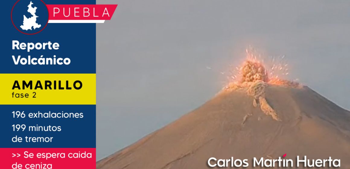 Advierten posible caída de ceniza en Puebla ante actividad del Popocatépetl