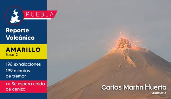 Advierten posible caída de ceniza en Puebla ante actividad del Popocatépetl