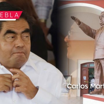 Vuelven a colocar estatua de Miguel Barbosa como homenaje en Zinacatepec