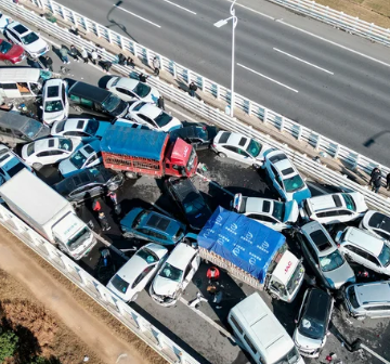 Choque múltiple en puente de China dejó un muerto y más de 200 vehículos dañados