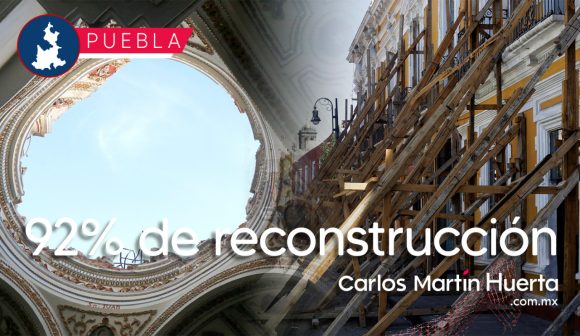 Puebla tiene un 92% de avance en reconstrucción tras sismos del 2017