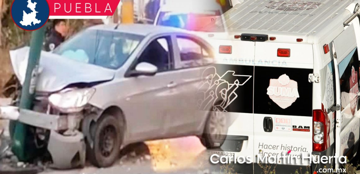 Ebrios chocan auto contra poste en la México-Puebla
