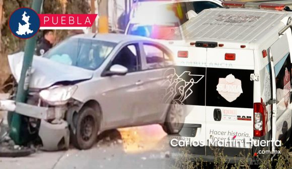 Ebrios chocan auto contra poste en la México-Puebla