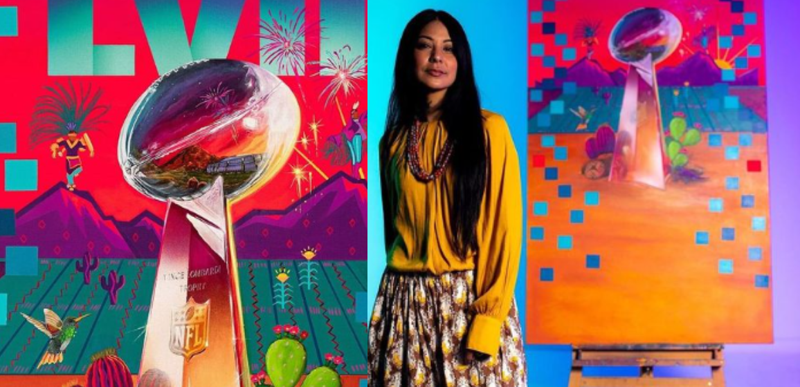 Artista Chicana Lucinda “La Morena” creó el arte que estará en los boletos del Super Bowl