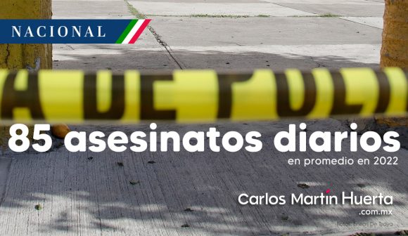 Durante 2022 se registraron 85 asesinatos diarios en promedio