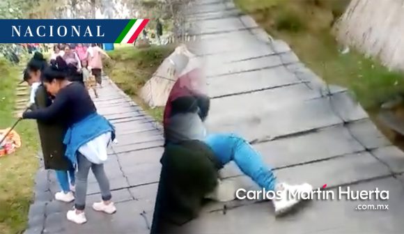 Colapsa puente colgante en parque de Chiapas