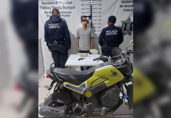 Detienen a hombre por robo de motocicleta en Texmelucan