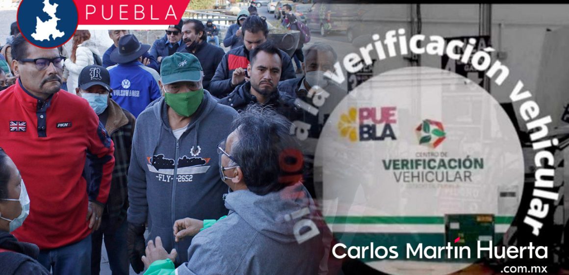 Transportistas se manifiestan contra la verificación vehicular en Puebla