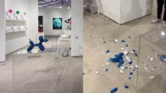 Mujer rompe accidentalmente escultura de Jeff Koons