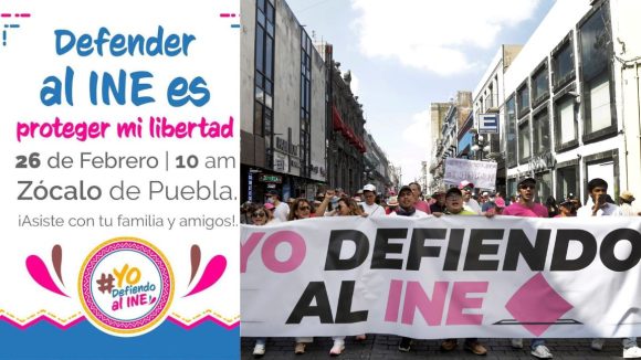 “Mi voto no se toca” movilización a favor del INE en Puebla