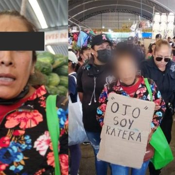 Detienen y exhiben a mujer por robar y asaltar en mercado de Izúcar