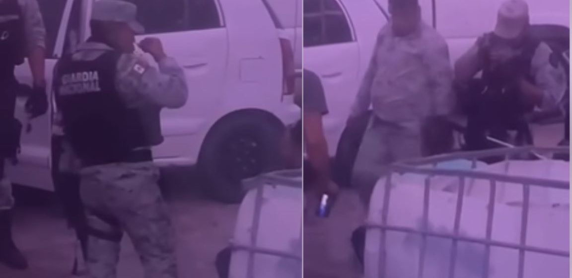 Captan a elementos de la Guardia Nacional inhalando cocaína