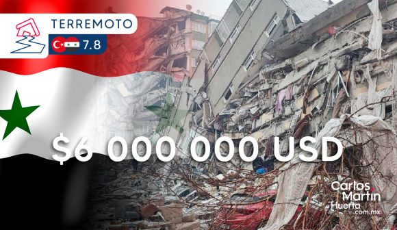 México donará 6 mdd para apoyar a Siria tras el terremoto
