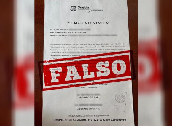¡Cuidado! Falsas las amenazas de embargos y citatorios del Ayuntamiento de Puebla